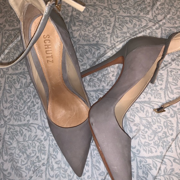 Nwot Schutz Grey Suede Ankle Strap Thaynara Pumps - Picture 7 of 8